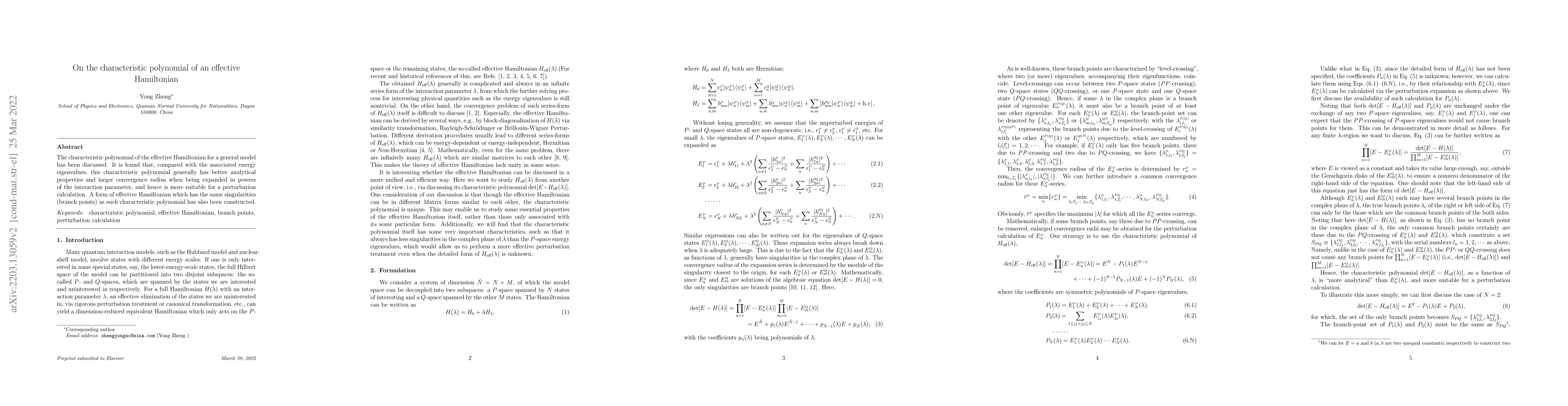 Thumbnail for On the characteristic polynomial of an effective Hamiltonian