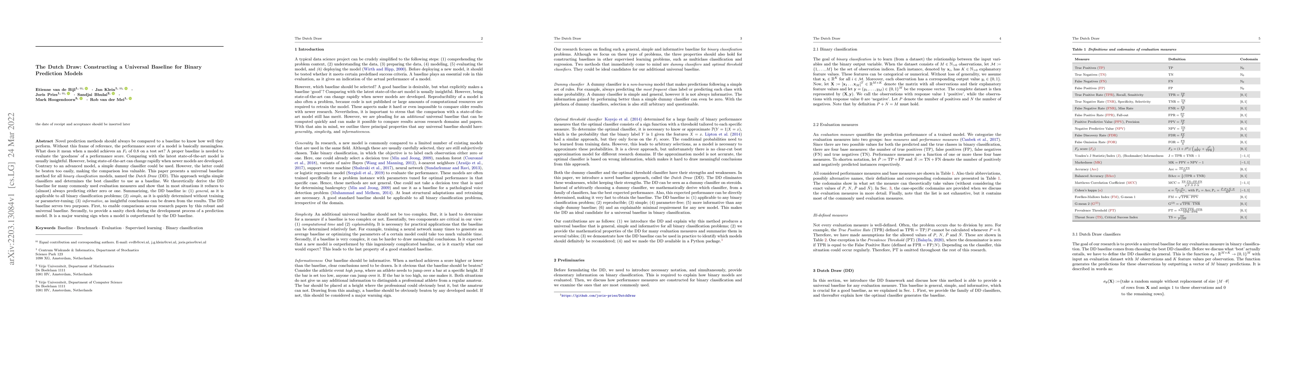 Thumbnail for The Dutch Draw: Constructing a Universal Baseline for Binary Prediction
  Models