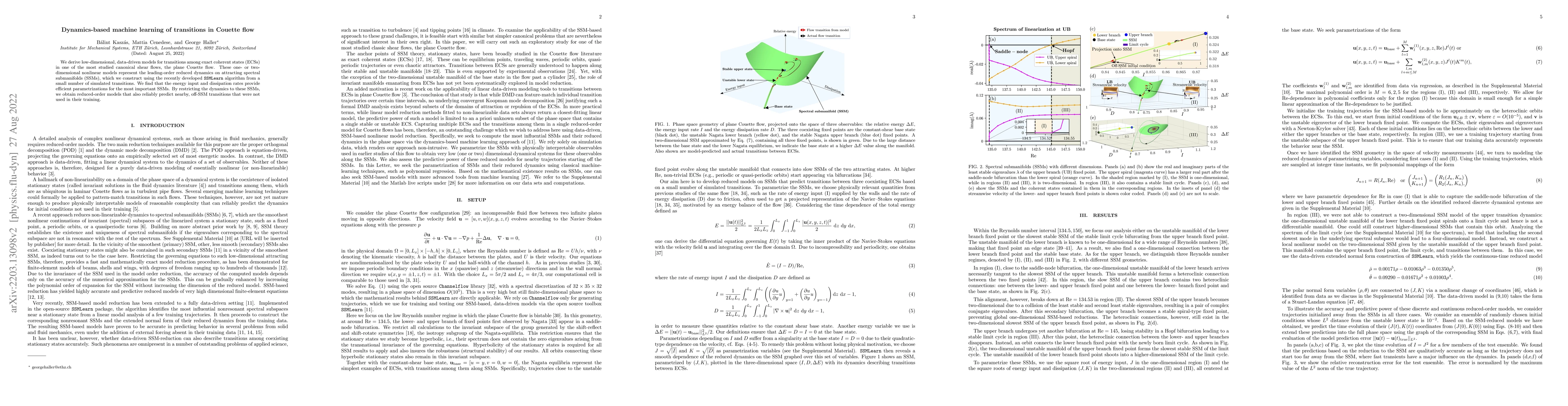 Thumbnail for Dynamics-based machine learning of transitions in Couette flow