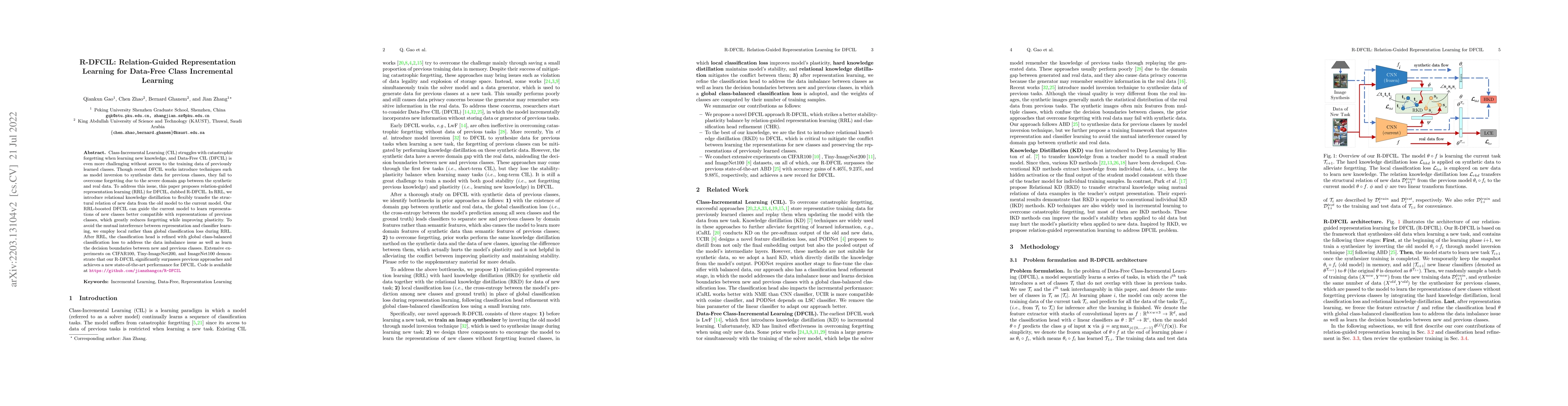 Thumbnail for R-DFCIL: Relation-Guided Representation Learning for Data-Free Class
  Incremental Learning