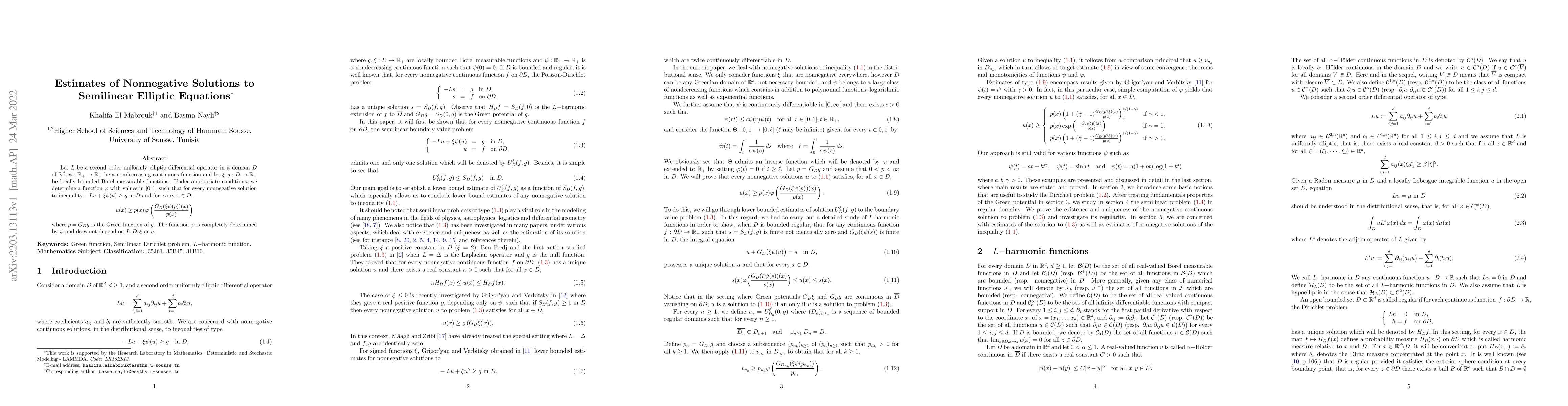Thumbnail for Estimates of Nonnegative Solutions to Semilinear Elliptic Equations