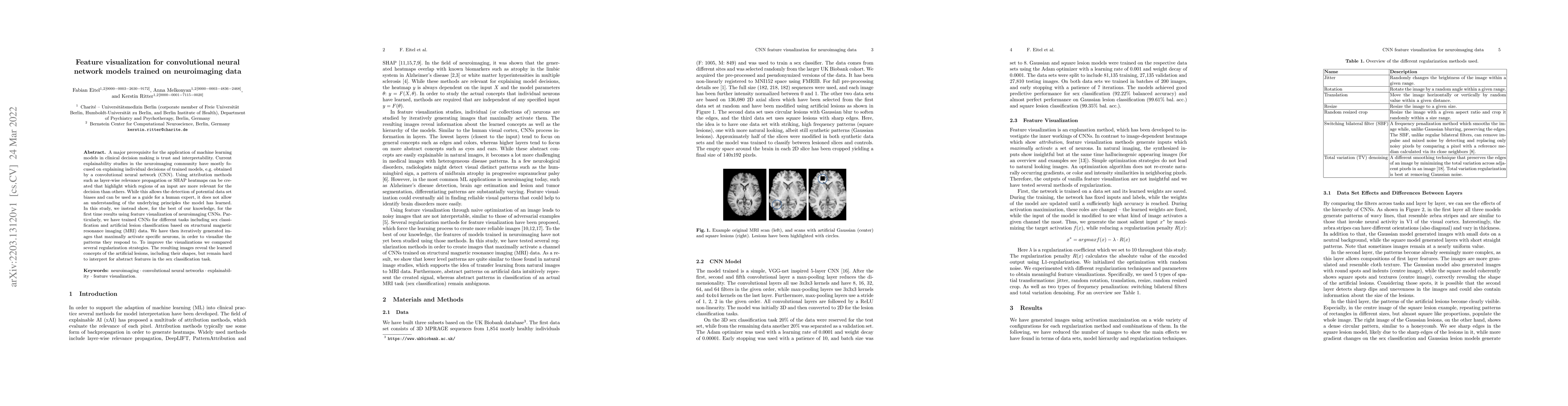 Thumbnail for Feature visualization for convolutional neural network models trained on
  neuroimaging data