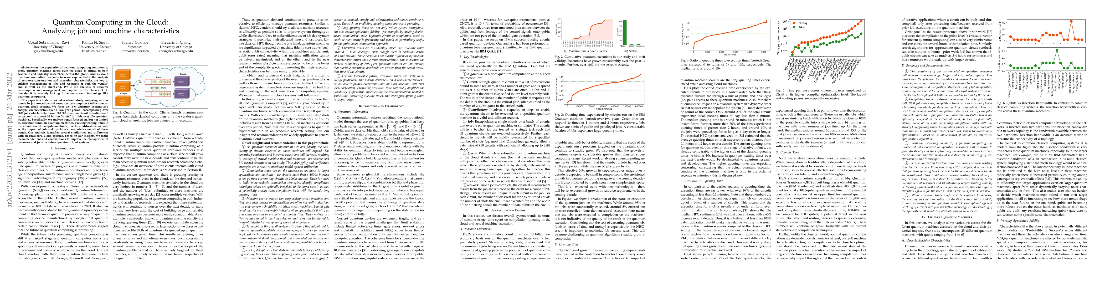 Thumbnail for Quantum Computing in the Cloud: Analyzing job and machine
  characteristics