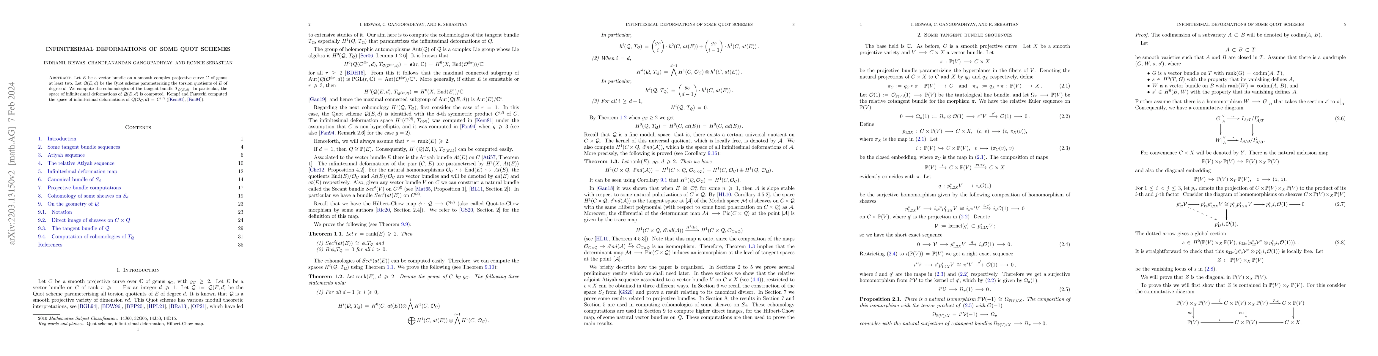 Thumbnail for Infinitesimal deformations of some Quot schemes