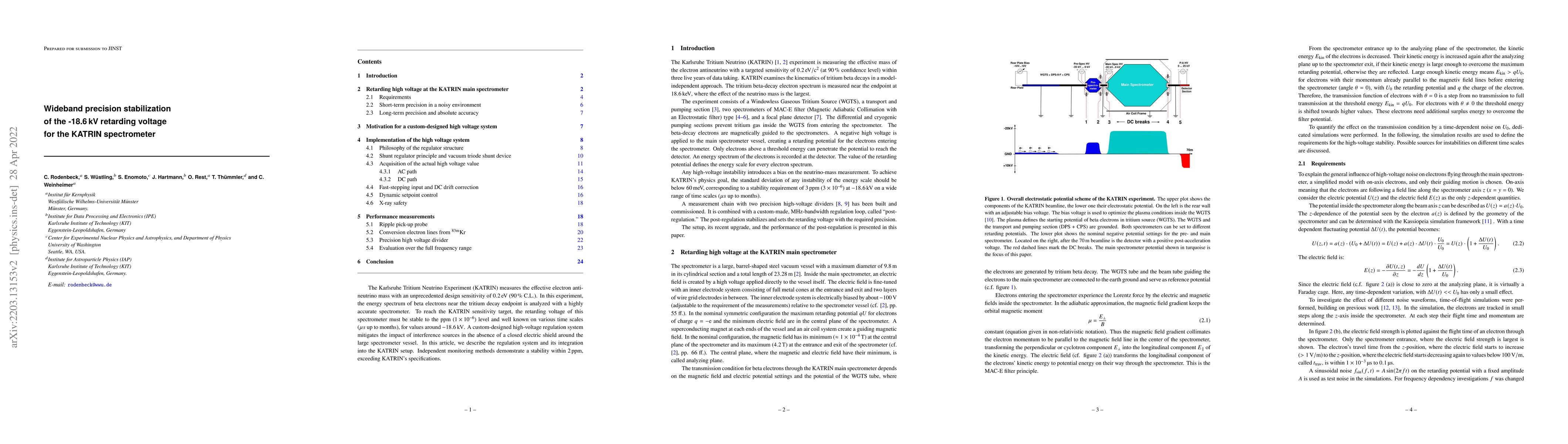 Thumbnail for Wideband precision stabilization of the -18.6 kV retarding voltage for
  the KATRIN spectrometer