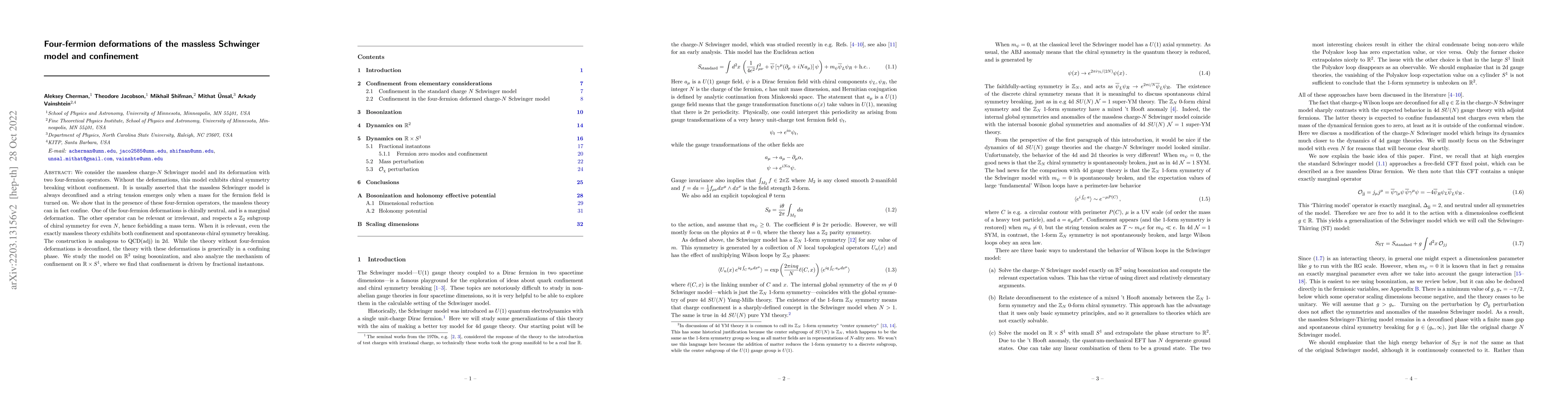 Thumbnail for Four-fermion deformations of the massless Schwinger model and
  confinement