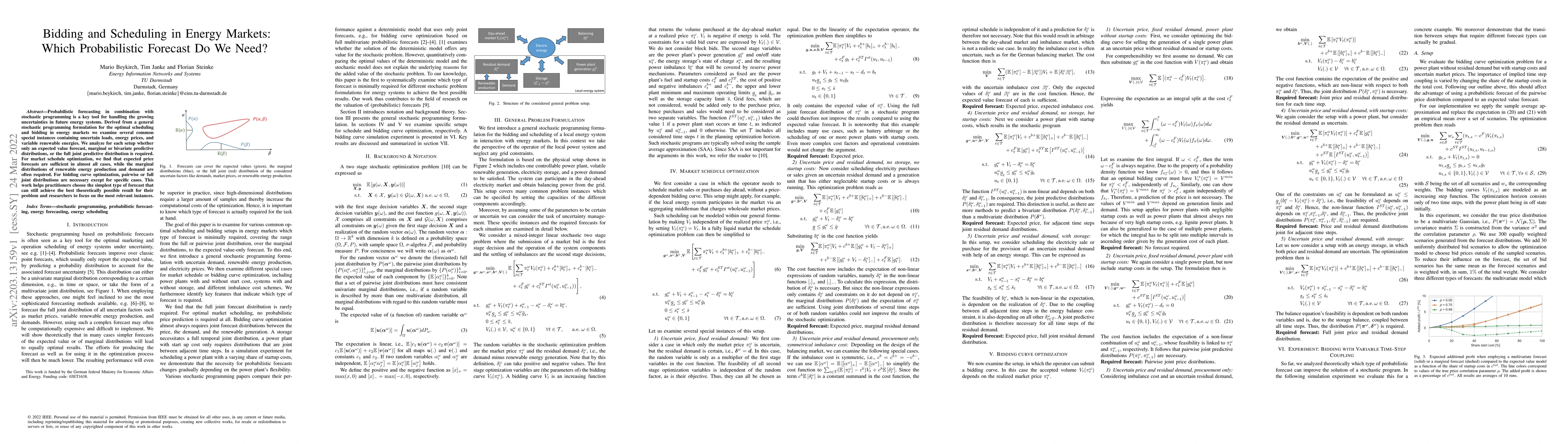 Thumbnail for Bidding and Scheduling in Energy Markets: Which Probabilistic Forecast
  Do We Need?