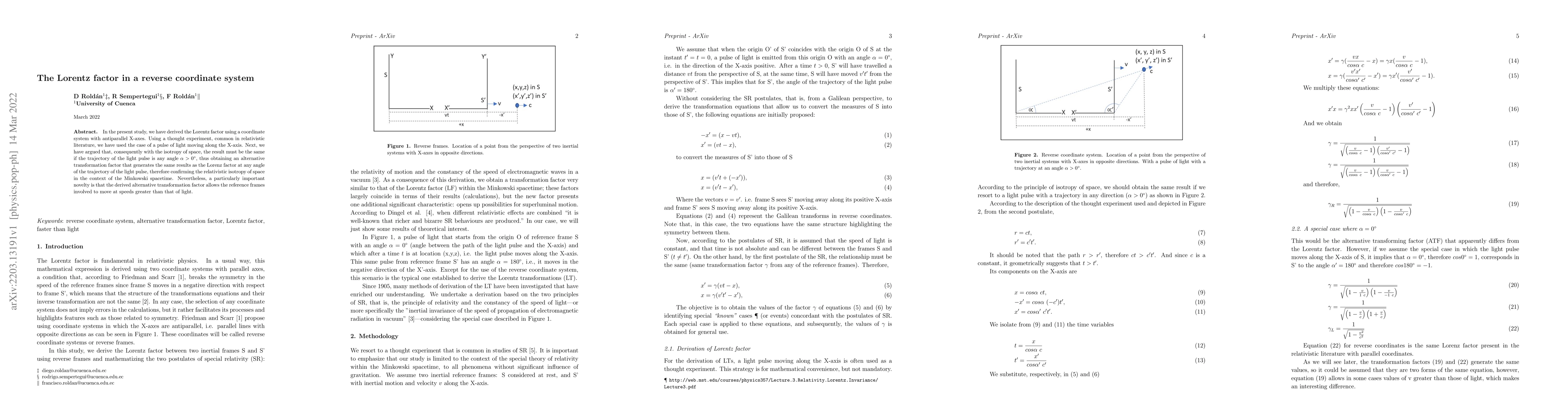 Thumbnail for The Lorentz factor in a reverse coordinate system
