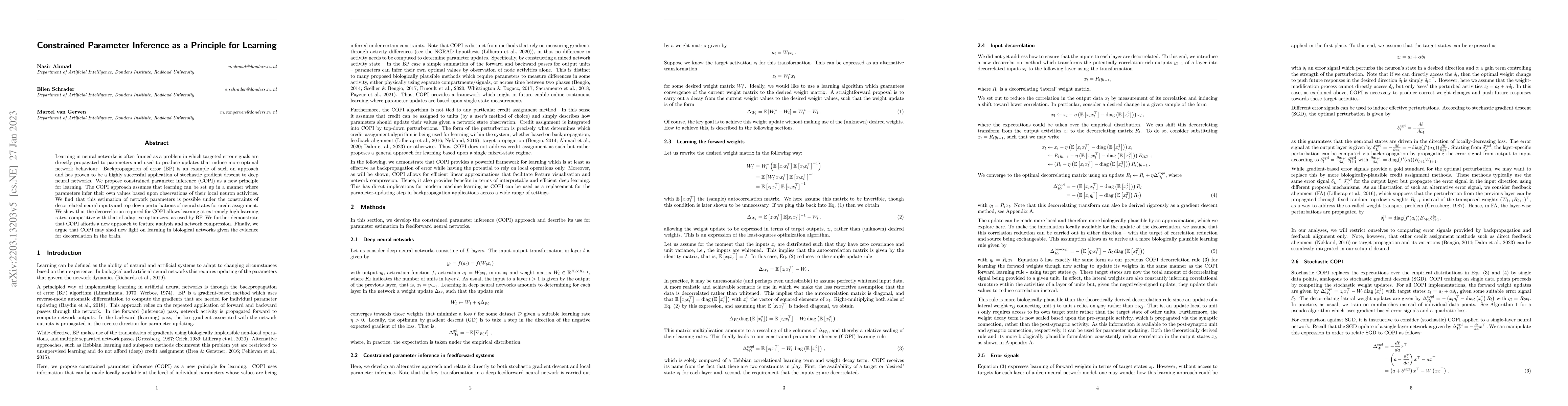 Thumbnail for Constrained Parameter Inference as a Principle for Learning