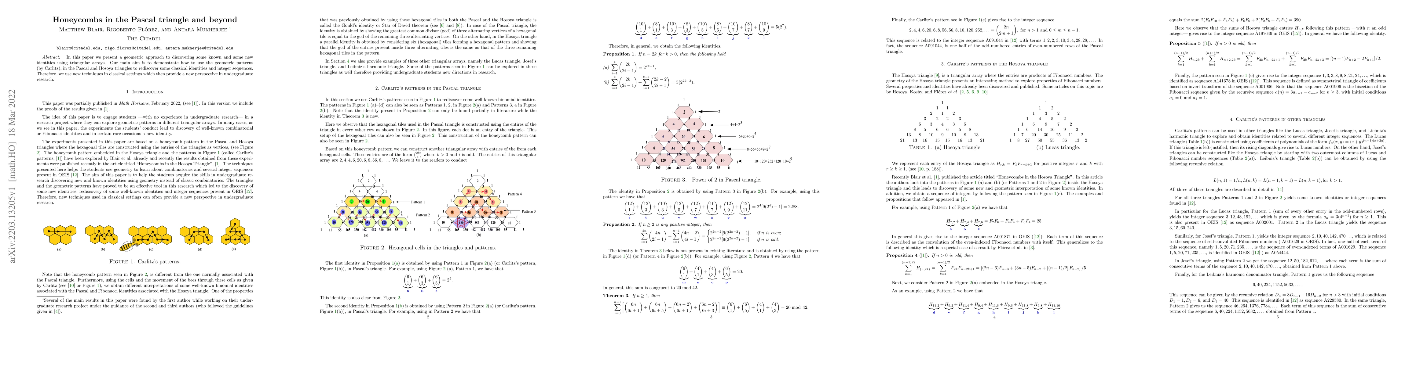 Thumbnail for Honeycombs in the Pascal triangle and beyond