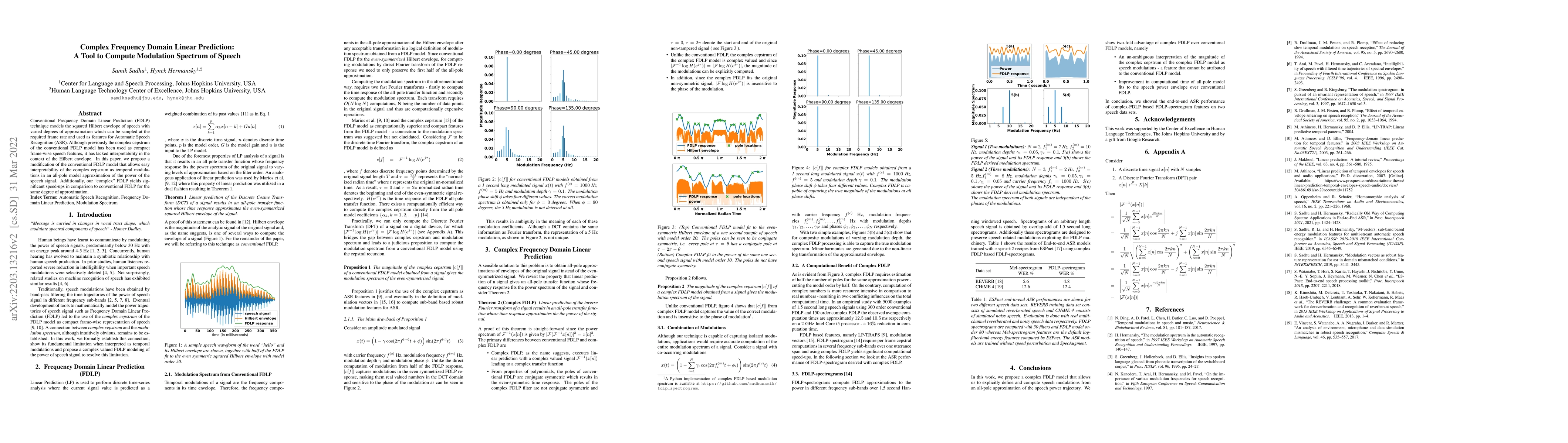 Thumbnail for Complex Frequency Domain Linear Prediction: A Tool to Compute Modulation
  Spectrum of Speech