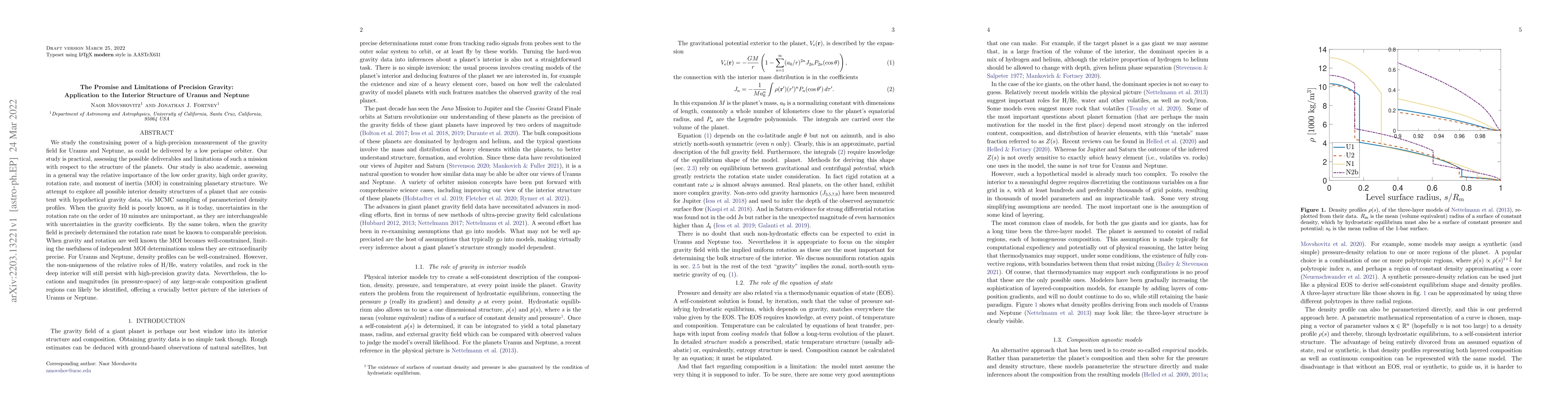Thumbnail for The Promise and Limitations of Precision Gravity: Application to the
  Interior Structure of Uranus and Neptune