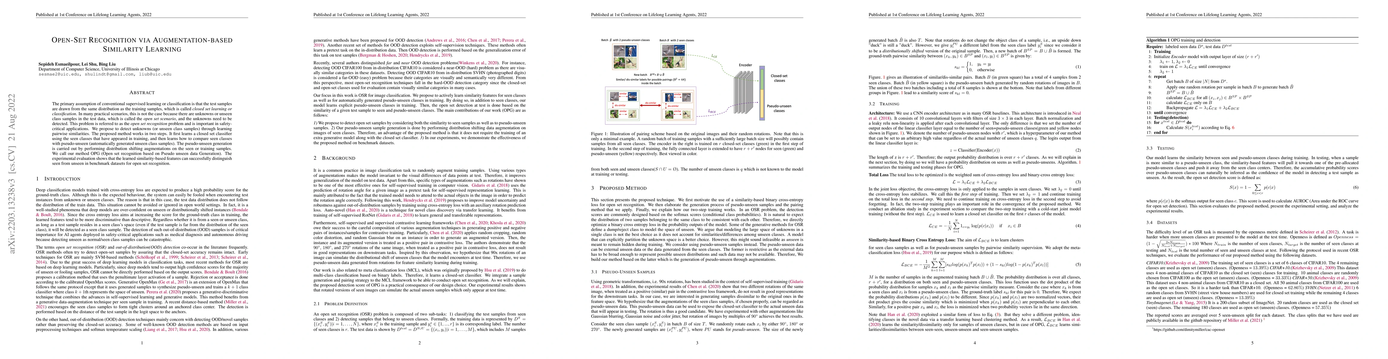 Thumbnail for Open-set Recognition via Augmentation-based Similarity Learning