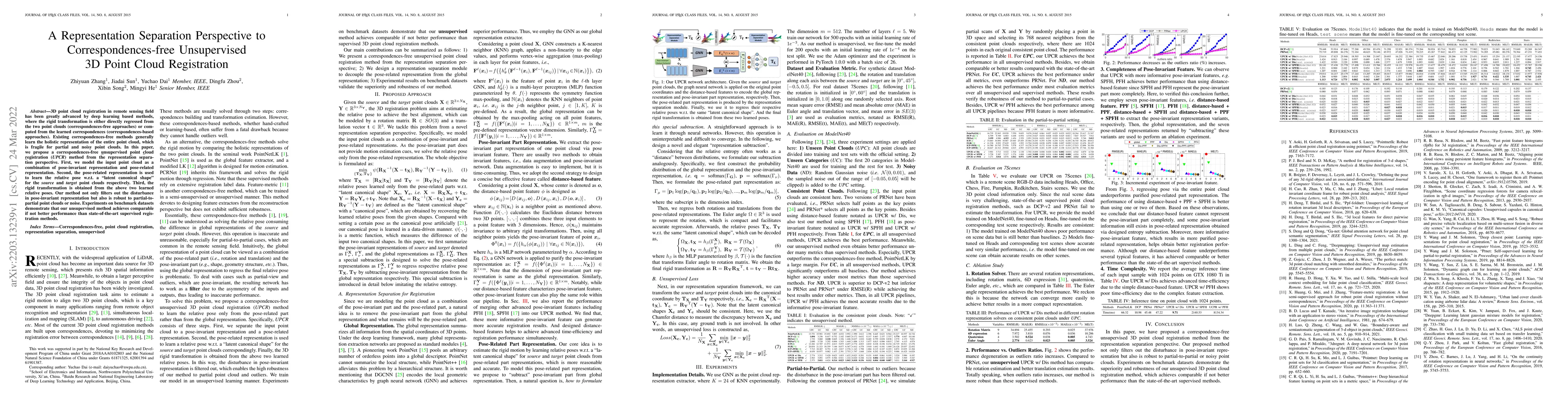 Thumbnail for A Representation Separation Perspective to Correspondences-free
  Unsupervised 3D Point Cloud Registration