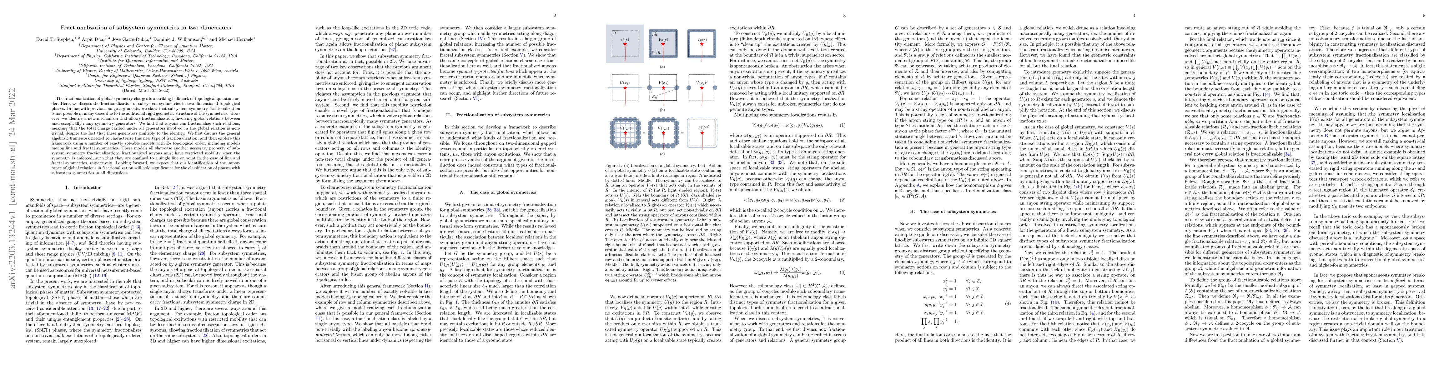 Thumbnail for Fractionalization of subsystem symmetries in two dimensions