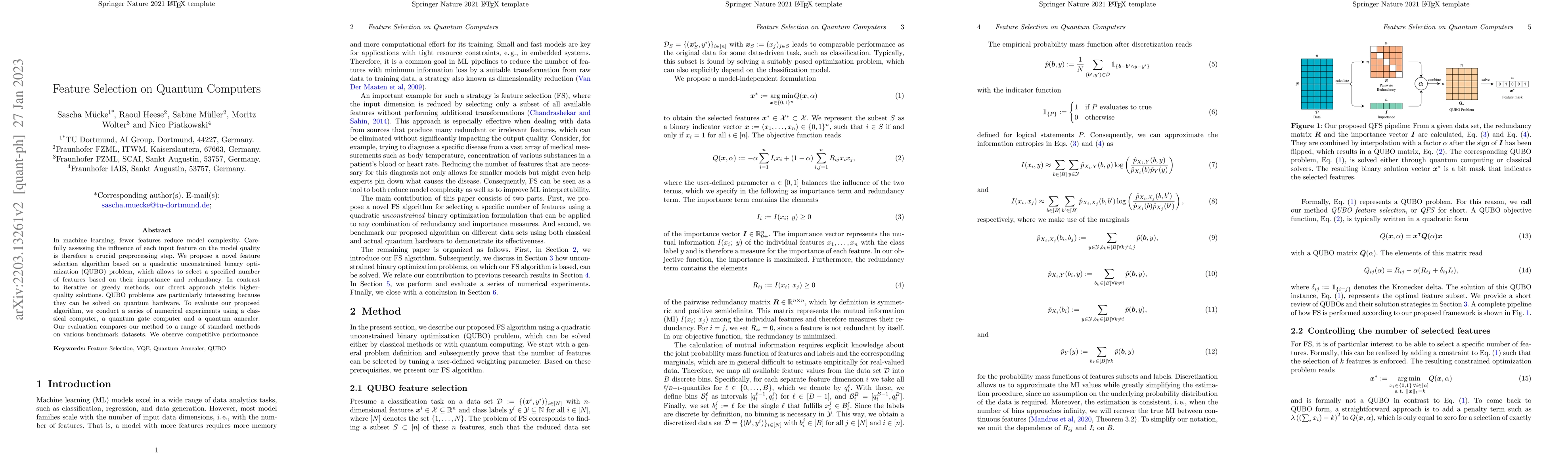 Thumbnail for Feature Selection on Quantum Computers