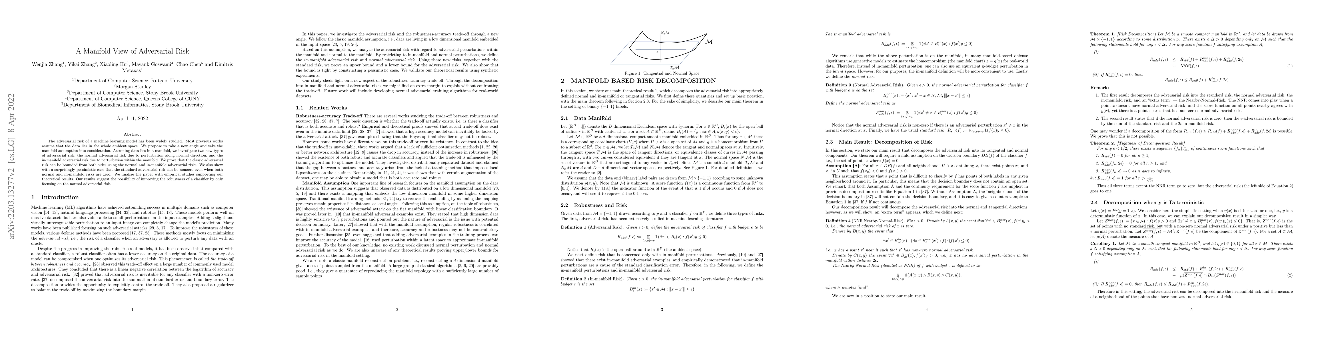 Thumbnail for A Manifold View of Adversarial Risk