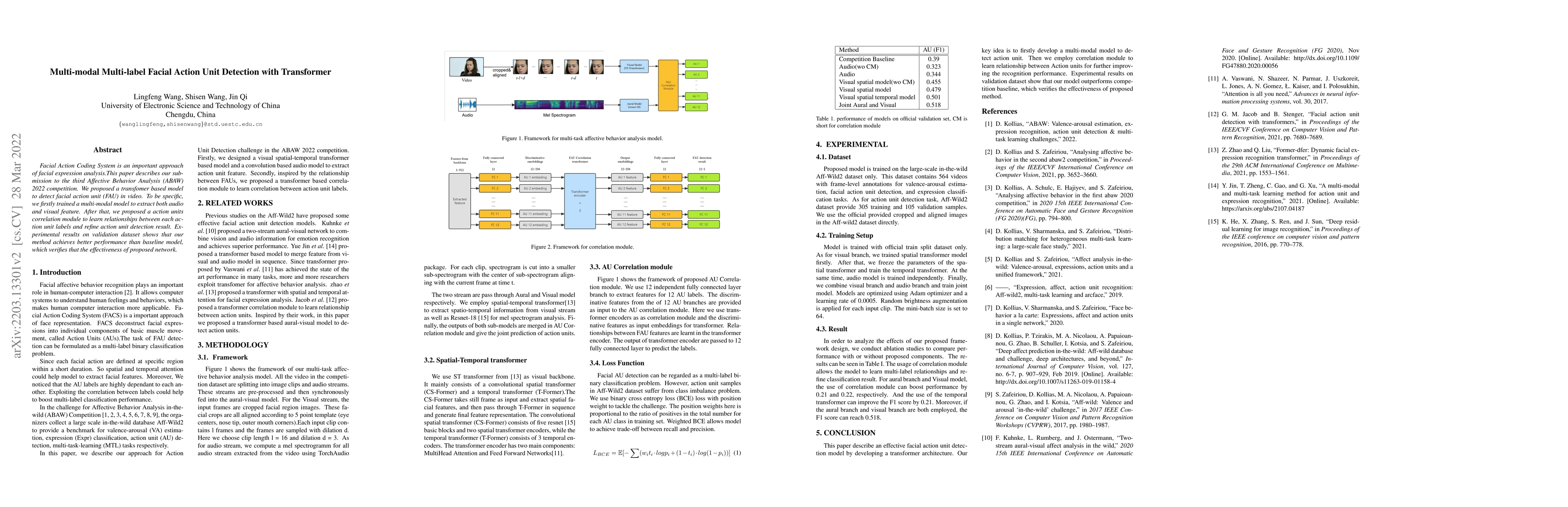 Thumbnail for Multi-modal Multi-label Facial Action Unit Detection with Transformer