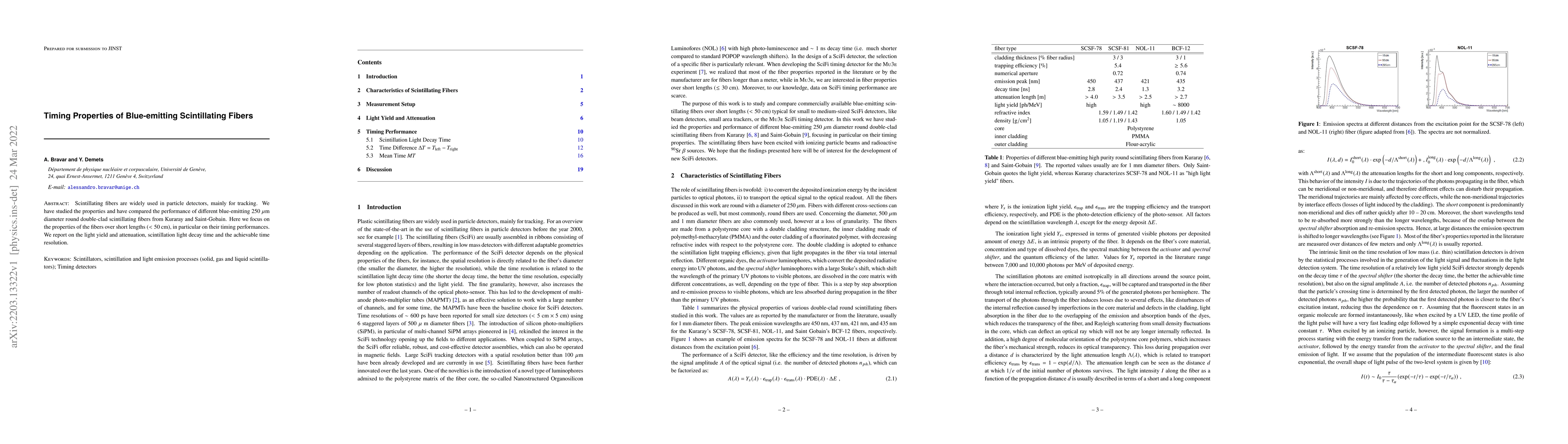 Thumbnail for Timing Properties of Blue-emitting Scintillating Fibers