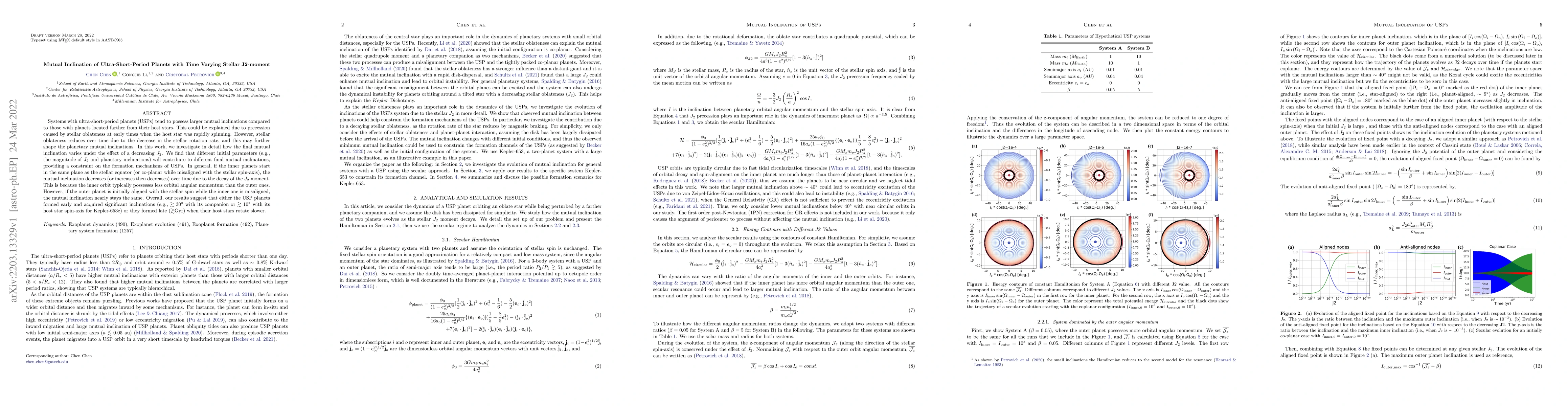 Thumbnail for Mutual Inclination of Ultra-Short-Period Planets with Time Varying
  Stellar J2-moment
