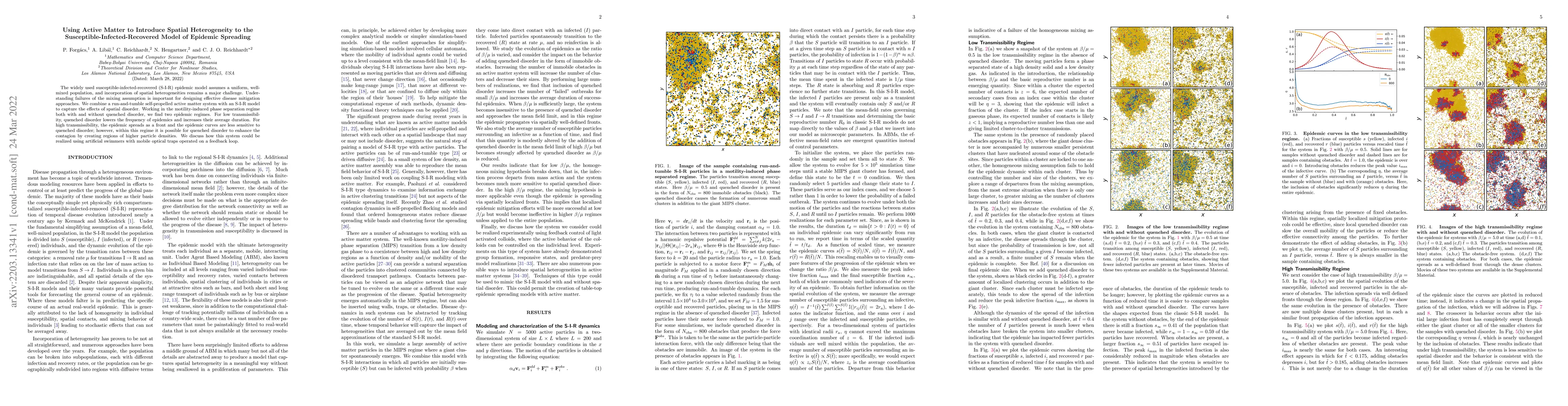 Thumbnail for Using Active Matter to Introduce Spatial Heterogeneity to the
  Susceptible-Infected-Recovered Model of Epidemic Spreading