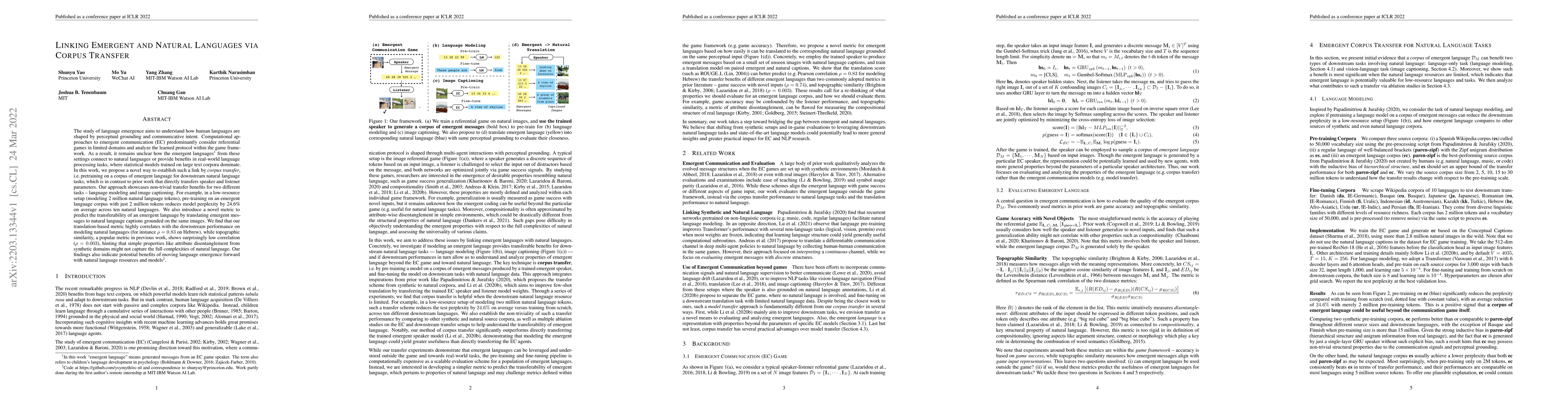 Thumbnail for Linking Emergent and Natural Languages via Corpus Transfer
