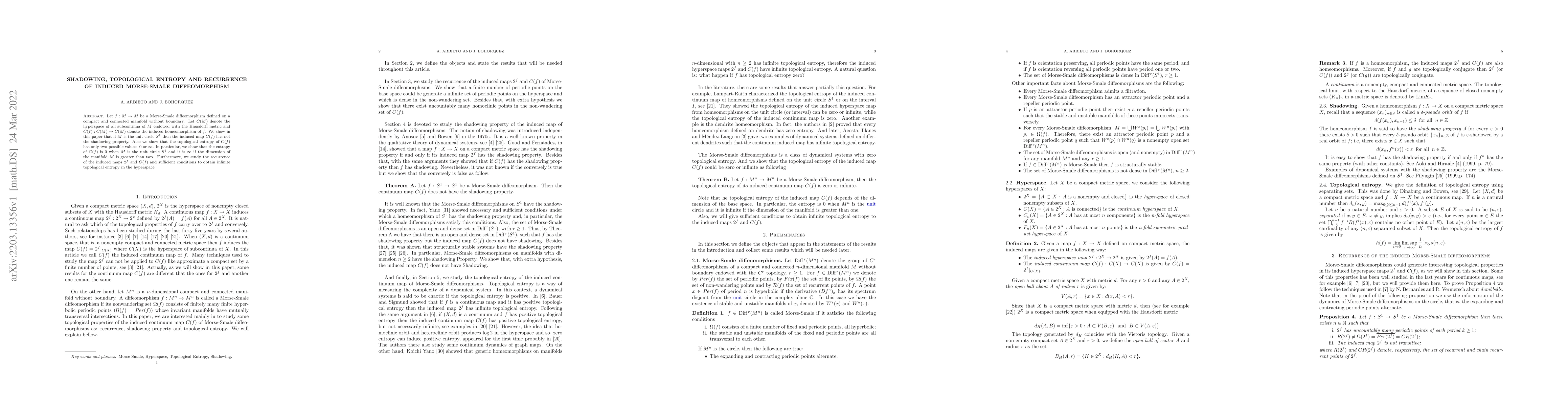 Thumbnail for Shadowing, topological entropy and recurrence of induced Morse-Smale
  diffeomorphisms