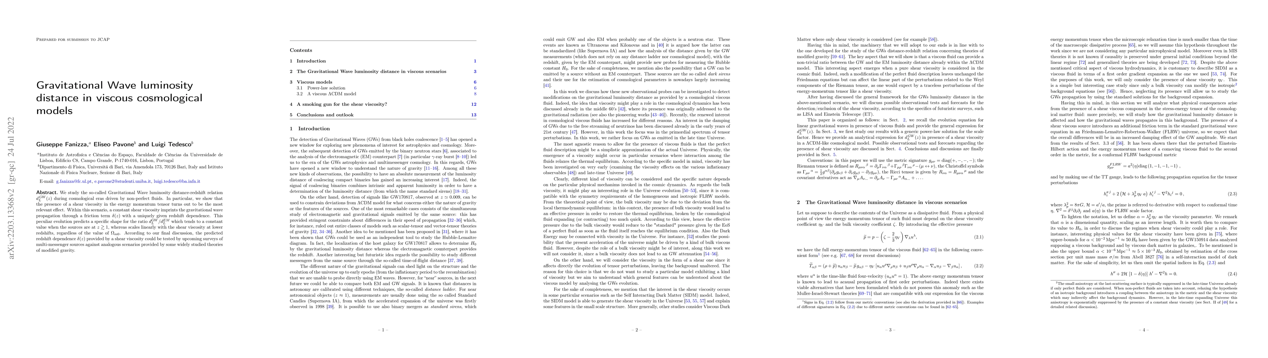 Thumbnail for Gravitational Wave luminosity distance in viscous cosmological models