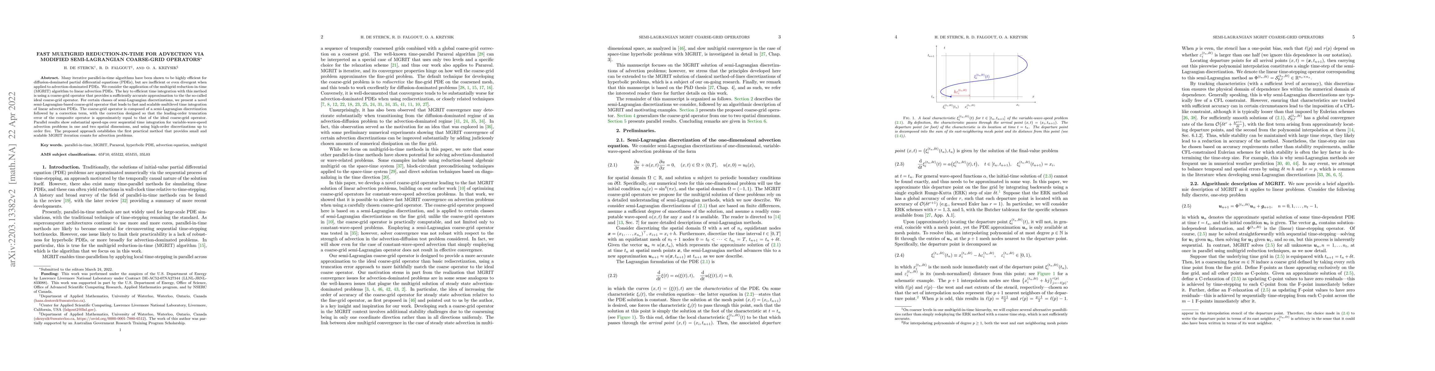 Thumbnail for Fast multigrid reduction-in-time for advection via modified
  semi-Lagrangian coarse-grid operators