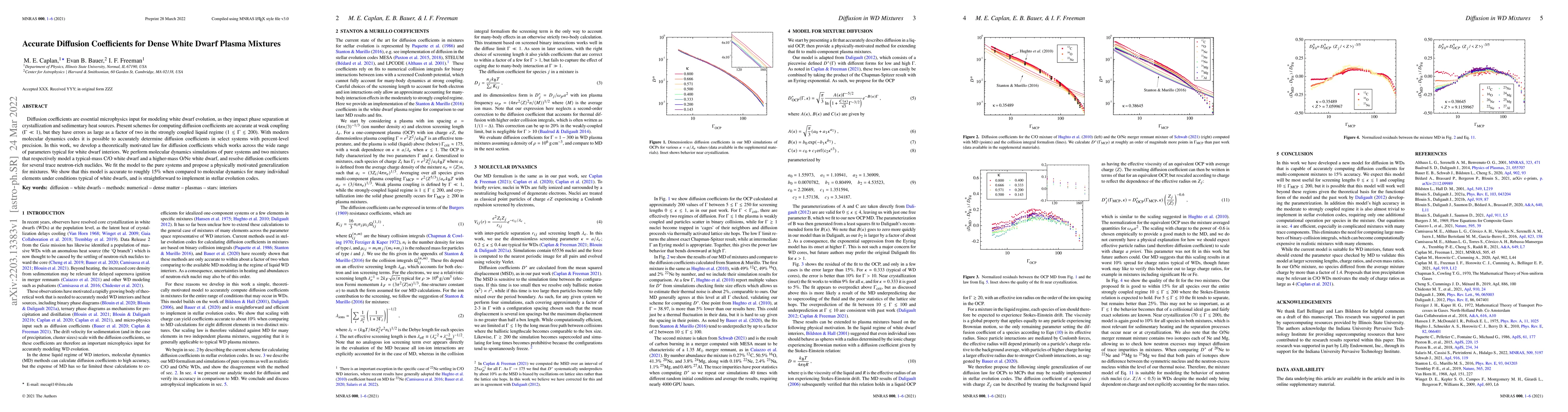 Thumbnail for Accurate Diffusion Coefficients for Dense White Dwarf Plasma Mixtures