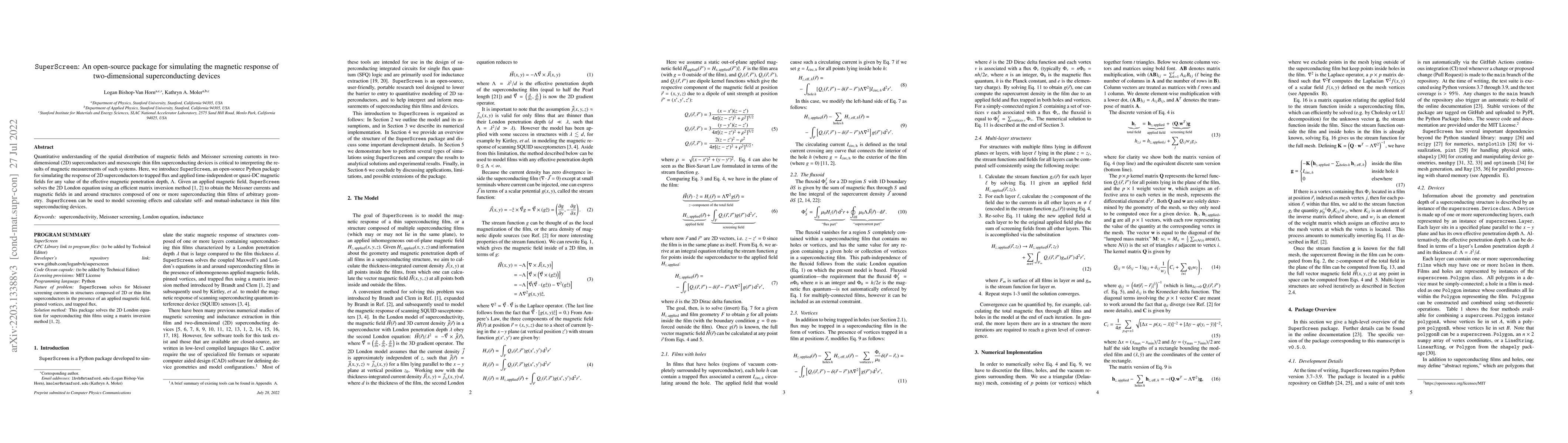 Thumbnail for SuperScreen: An open-source package for simulating the magnetic response
  of two-dimensional superconducting devices