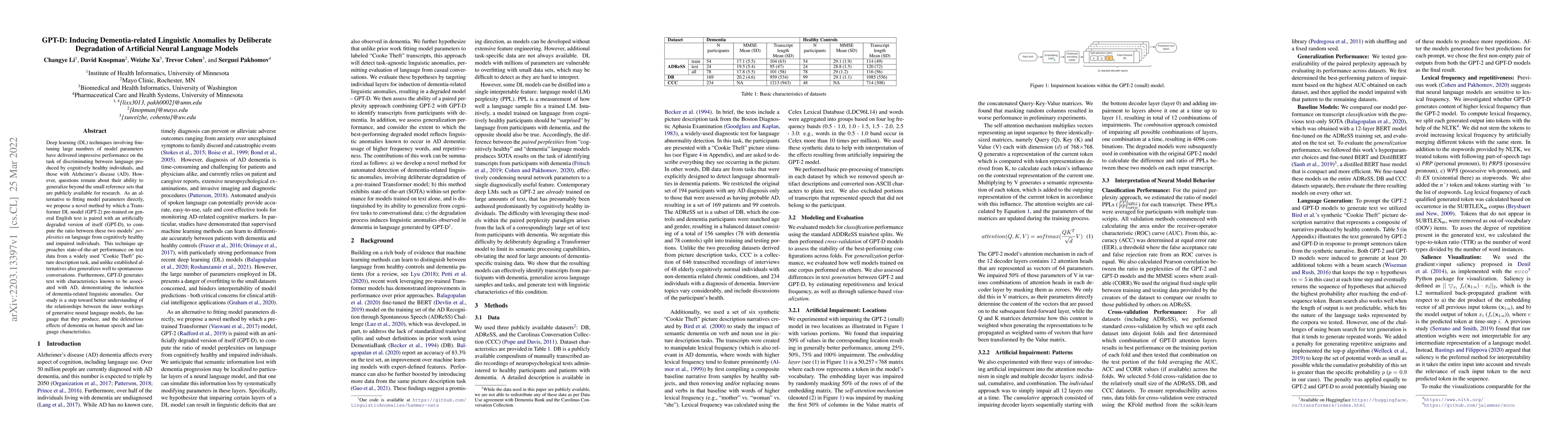 Thumbnail for GPT-D: Inducing Dementia-related Linguistic Anomalies by Deliberate
  Degradation of Artificial Neural Language Models
