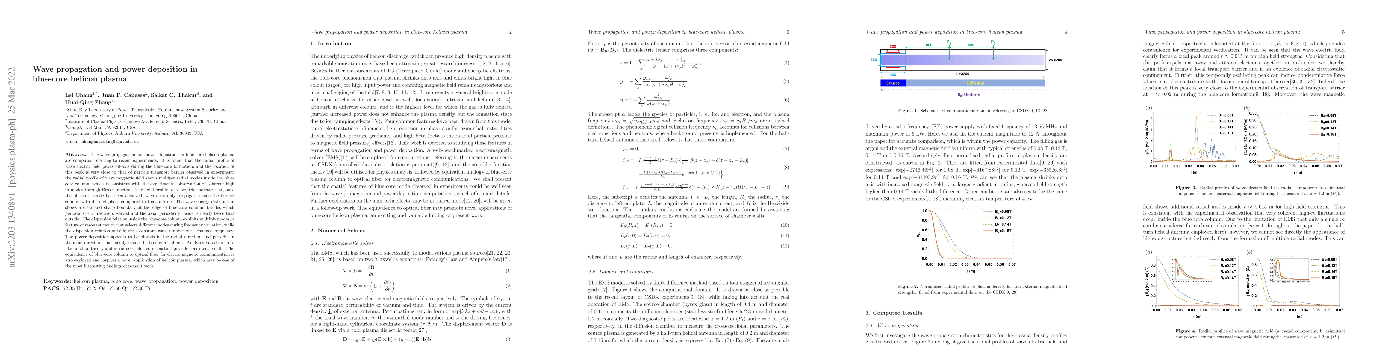 Thumbnail for Wave propagation and power deposition in blue-core helicon plasma