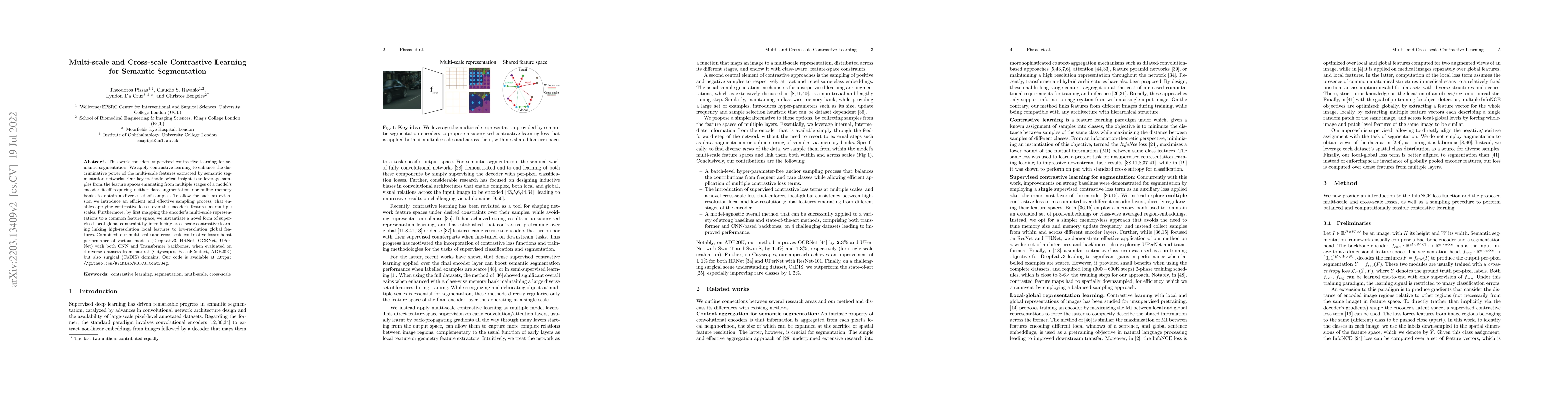Thumbnail for Multi-scale and Cross-scale Contrastive Learning for Semantic
  Segmentation