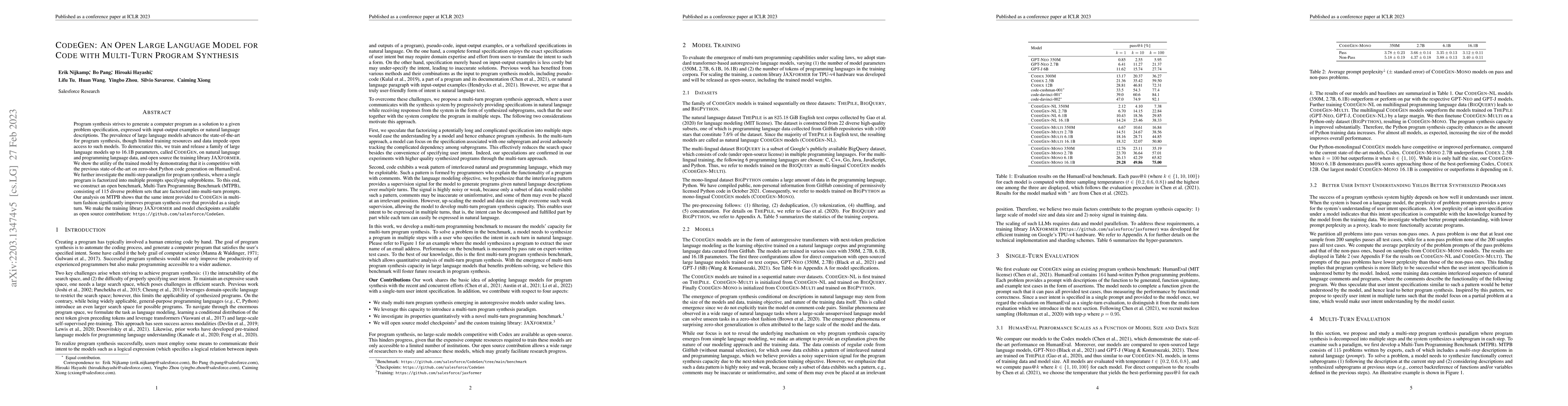 Thumbnail for CodeGen: An Open Large Language Model for Code with Multi-Turn Program
  Synthesis
