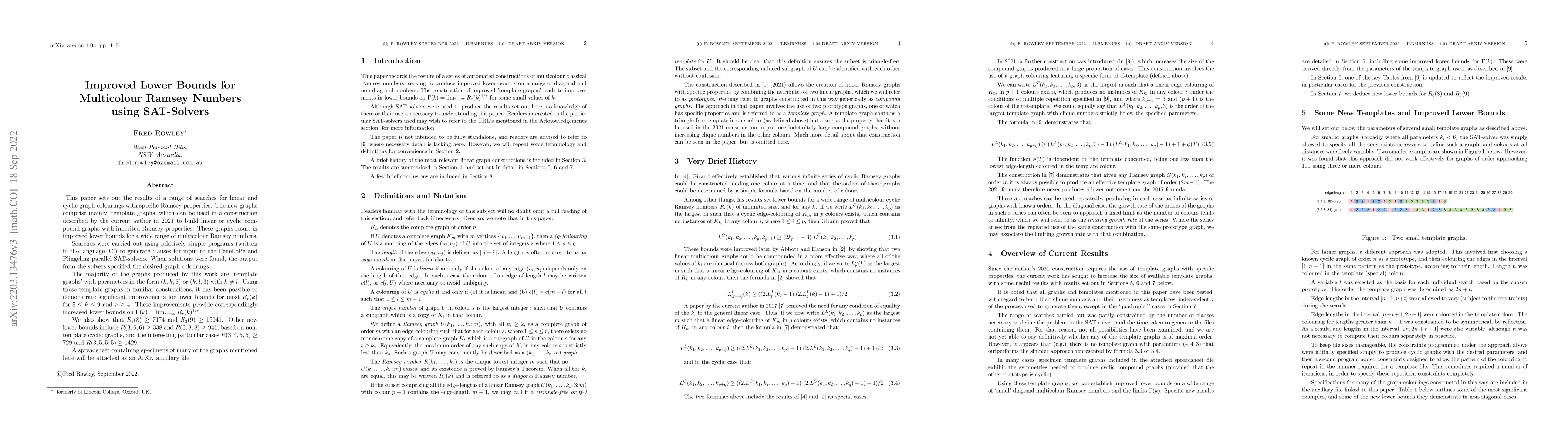 Thumbnail for Improved Lower Bounds for Multicolour Ramsey Numbers using SAT-Solvers
