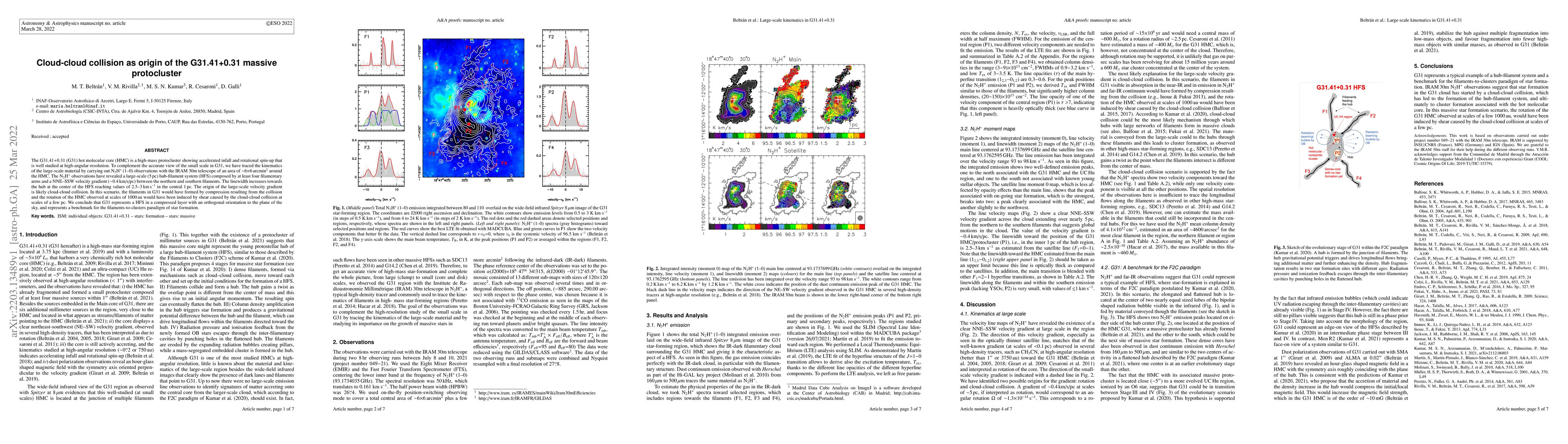 Thumbnail for Cloud-cloud collision as origin of the G31.41+0.31 massive protocluster