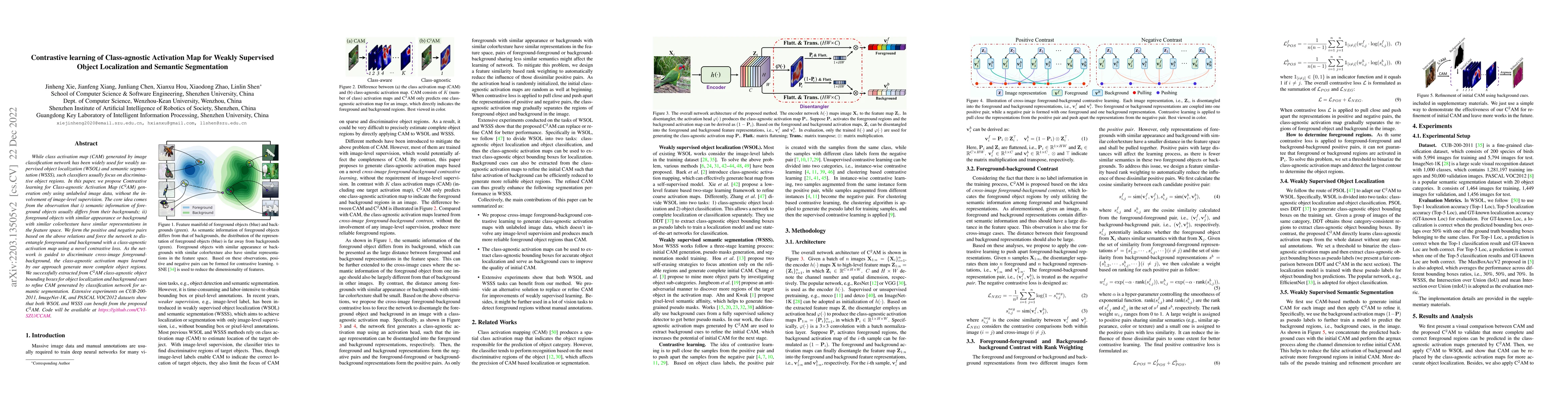 Thumbnail for Contrastive learning of Class-agnostic Activation Map for Weakly
  Supervised Object Localization and Semantic Segmentation