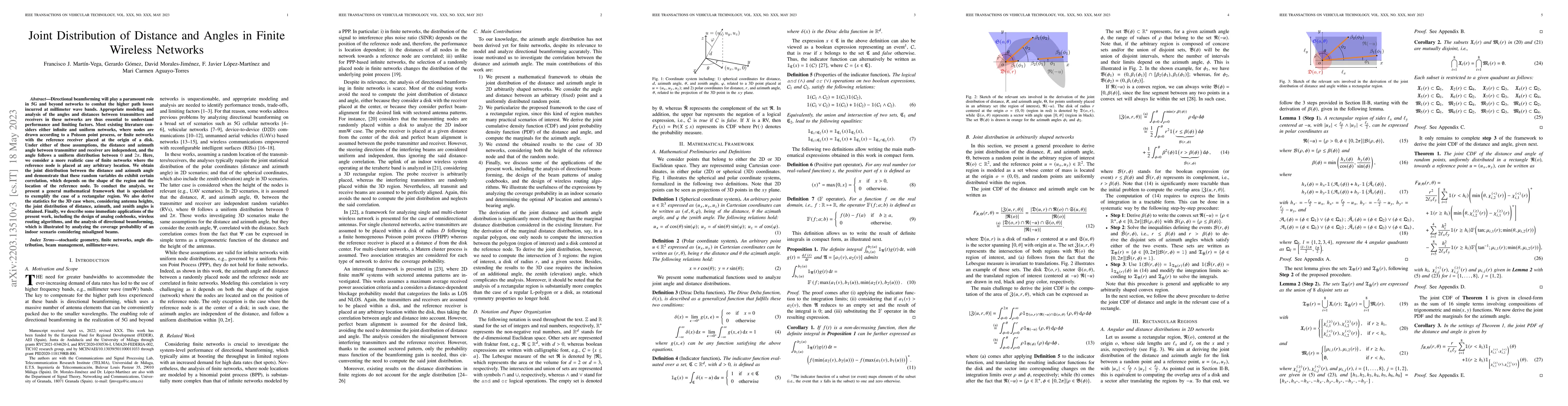 Thumbnail for Joint Distribution of Distance and Angles in Finite Wireless Networks