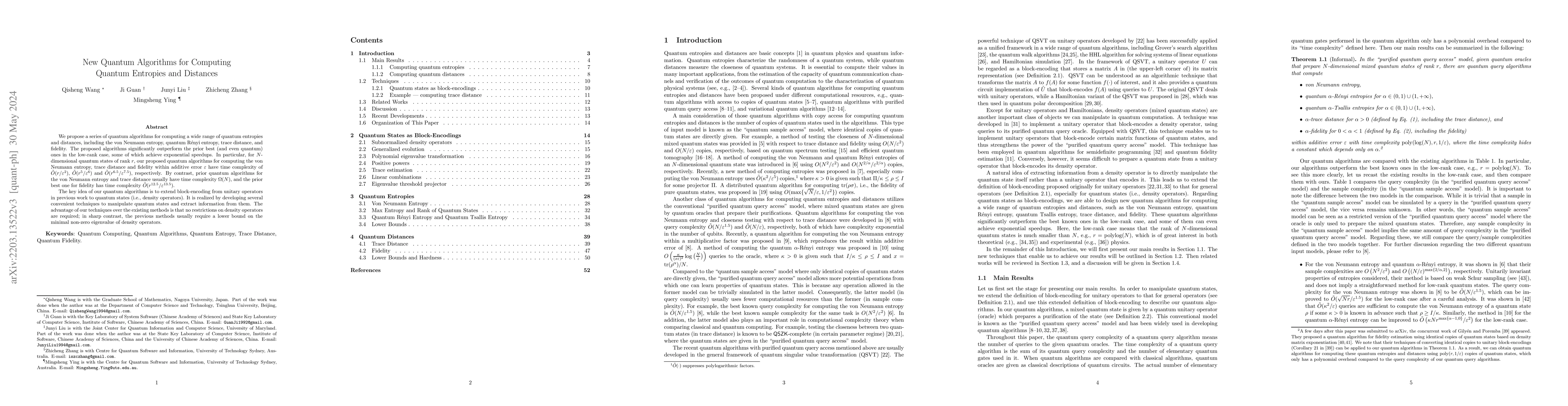 Thumbnail for New Quantum Algorithms for Computing Quantum Entropies and Distances