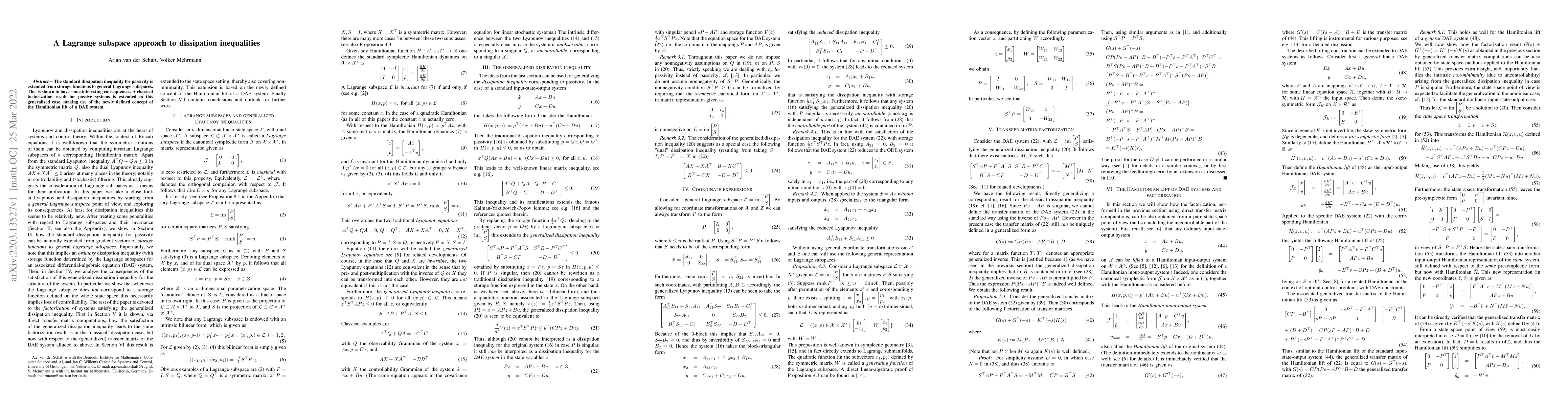 Thumbnail for A Lagrange subspace approach to dissipation inequalities