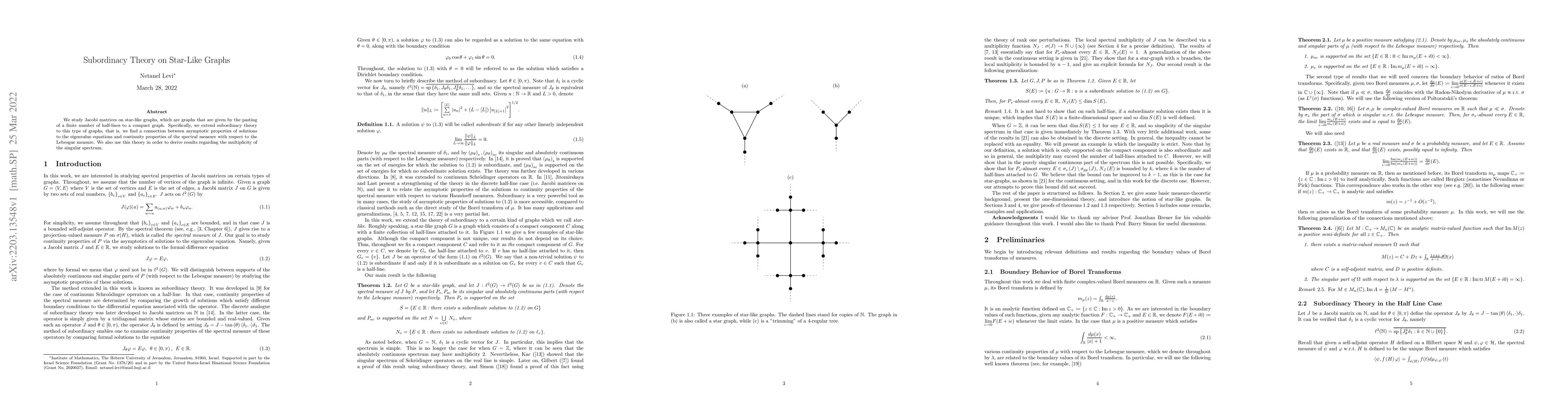 Thumbnail for Subordinacy Theory on Star-Like Graphs