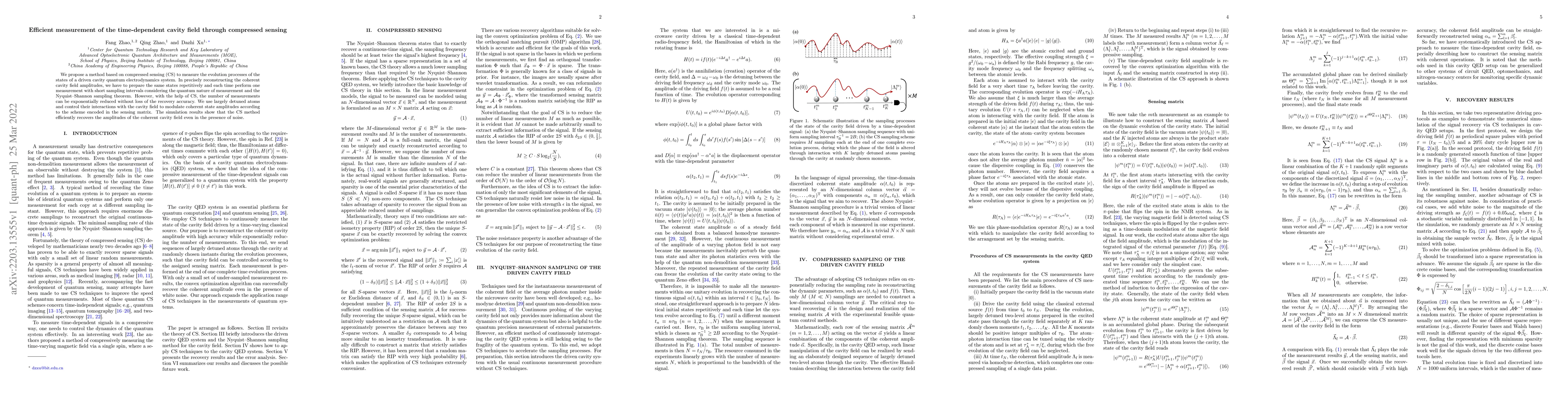 Thumbnail for Efficient measurement of the time-dependent cavity field through
  compressed sensing