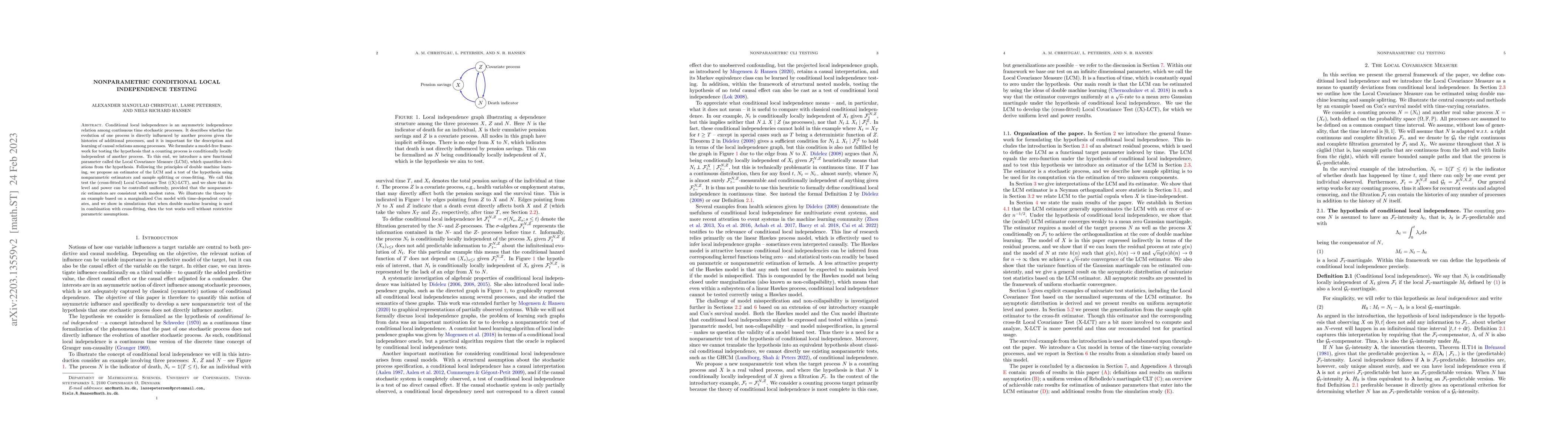 Thumbnail for Nonparametric Conditional Local Independence Testing