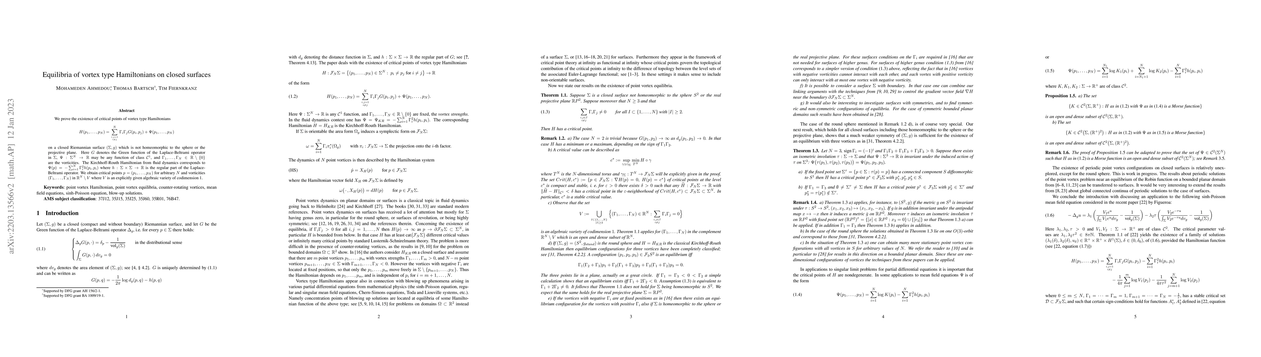 Thumbnail for Equilibria of vortex type Hamiltonians on closed surfaces