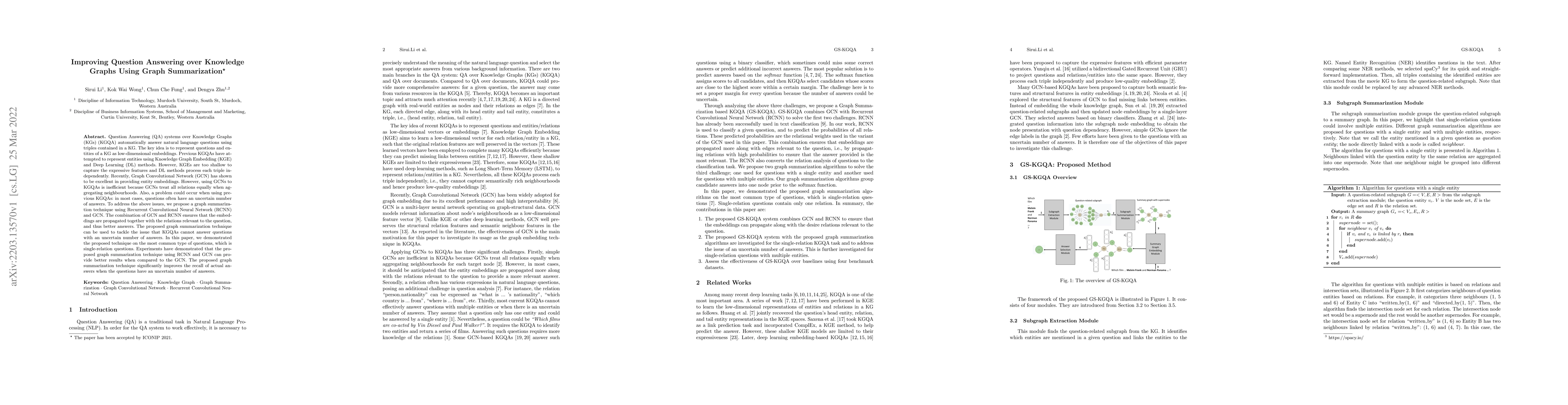 Thumbnail for Improving Question Answering over Knowledge Graphs Using Graph
  Summarization