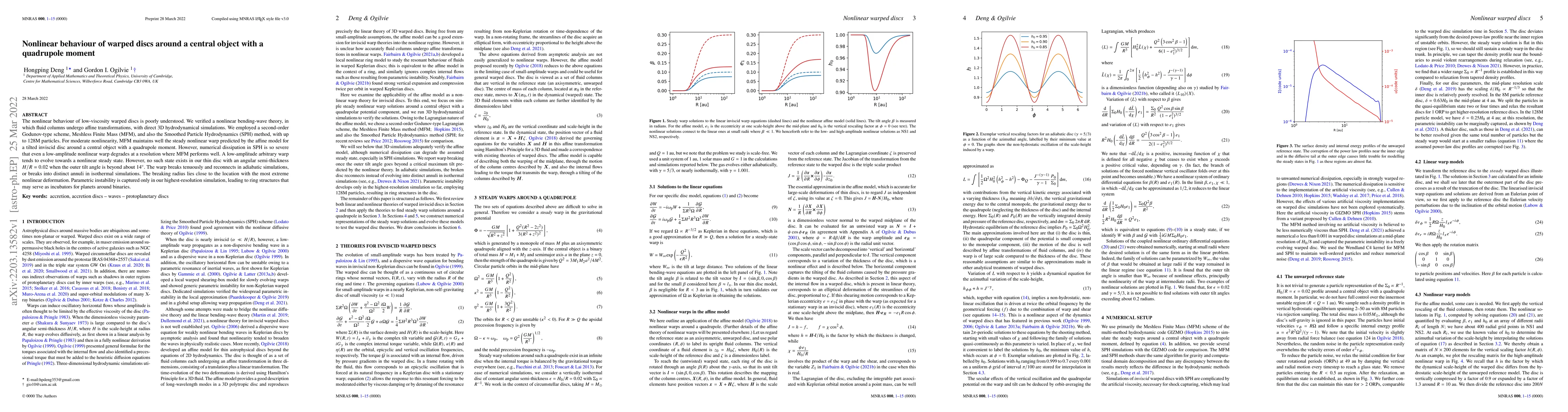 Thumbnail for Nonlinear behaviour of warped discs around a central object with a
  quadrupole moment