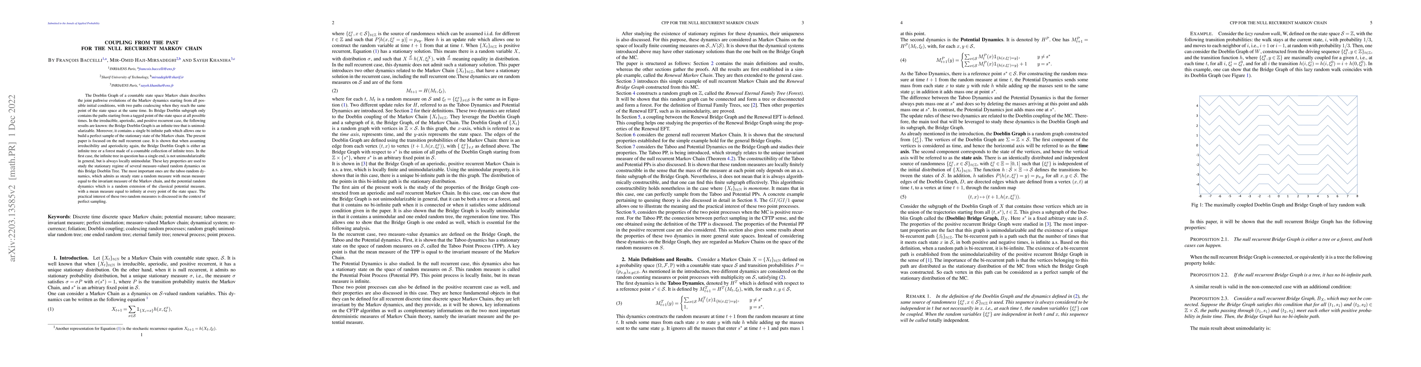 Thumbnail for Coupling from the Past for the Null Recurrent Markov Chain