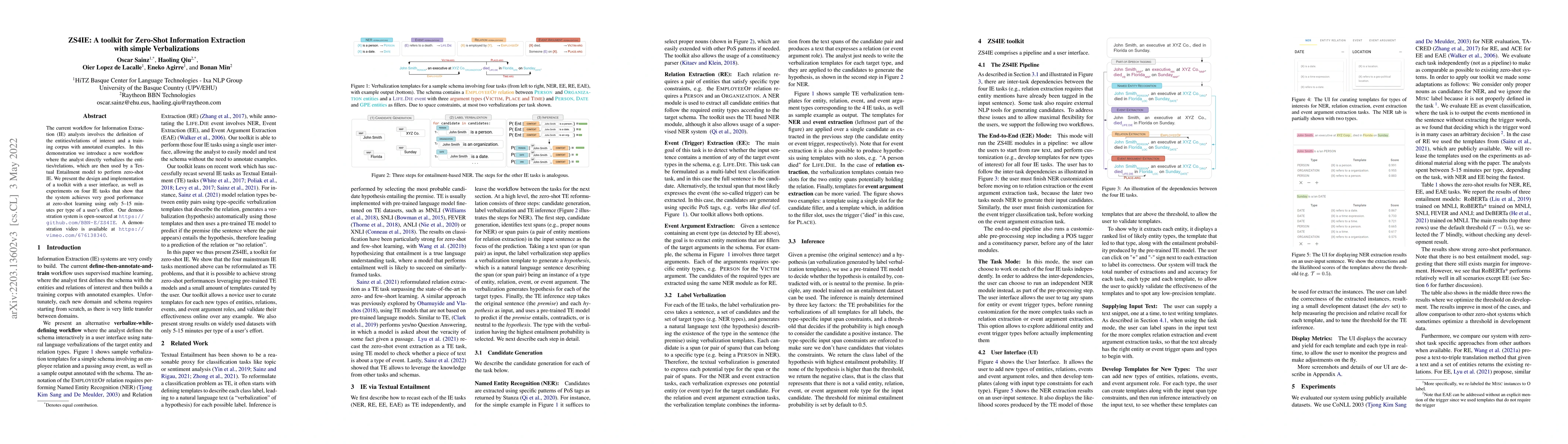 Thumbnail for ZS4IE: A toolkit for Zero-Shot Information Extraction with simple
  Verbalizations