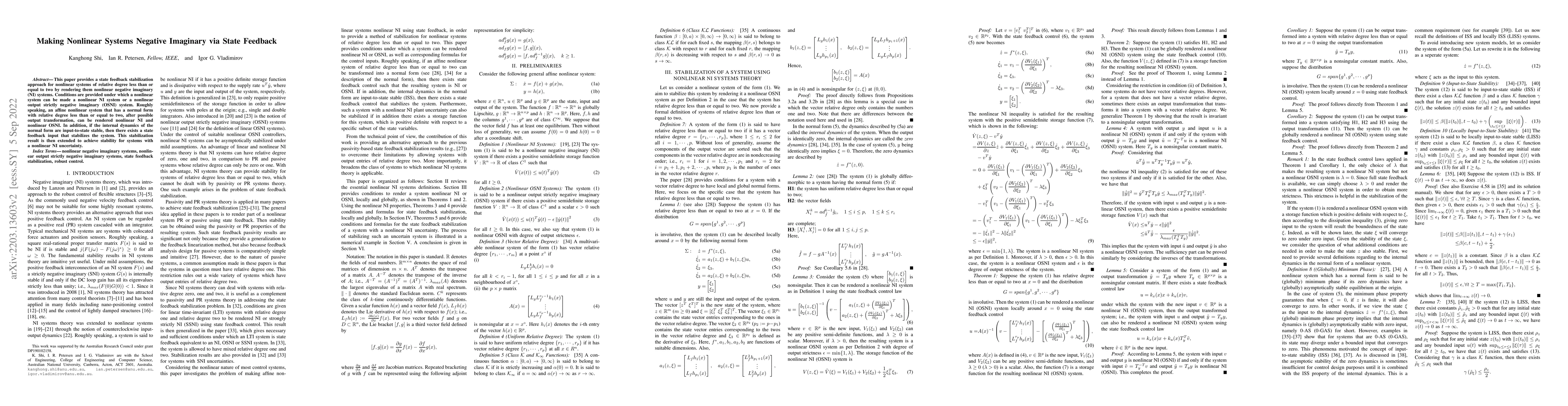 Thumbnail for Making Nonlinear Systems Negative Imaginary via State Feedback